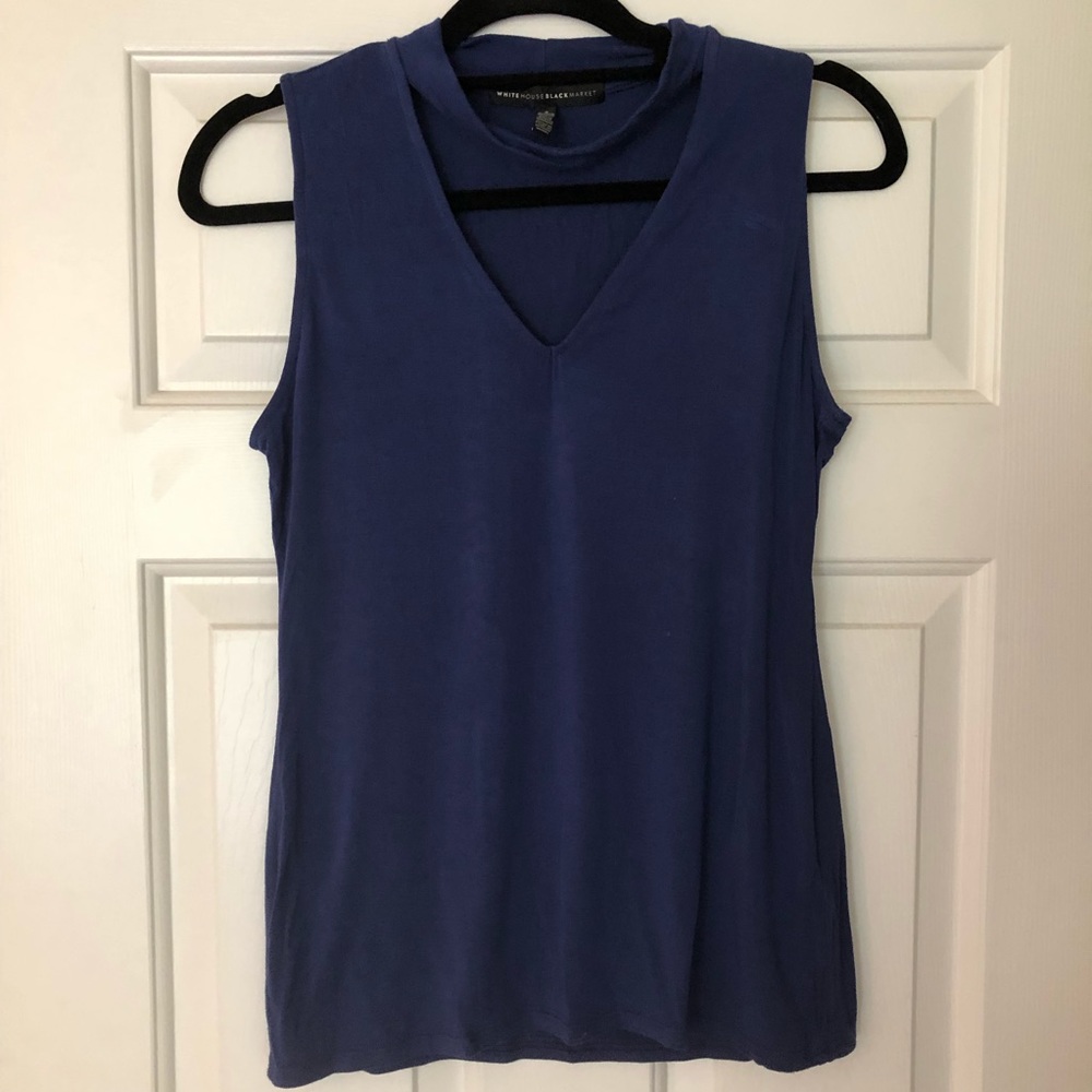 Navy Blue White House Black Market Tank Top S
